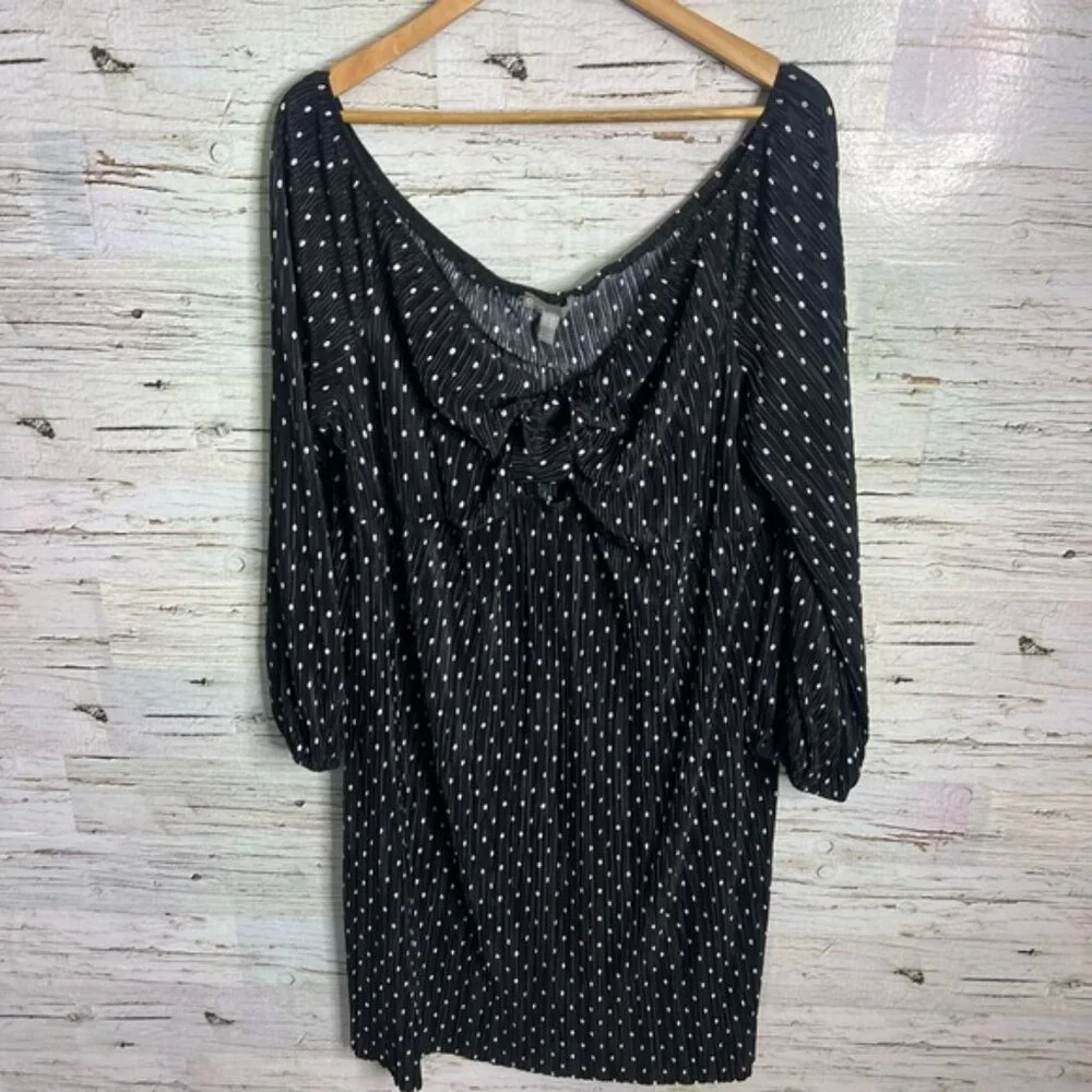 ASOS Designs Women Plus Polka Dot black white tye up Short Sleeve size 20 - Picture 1 of 8